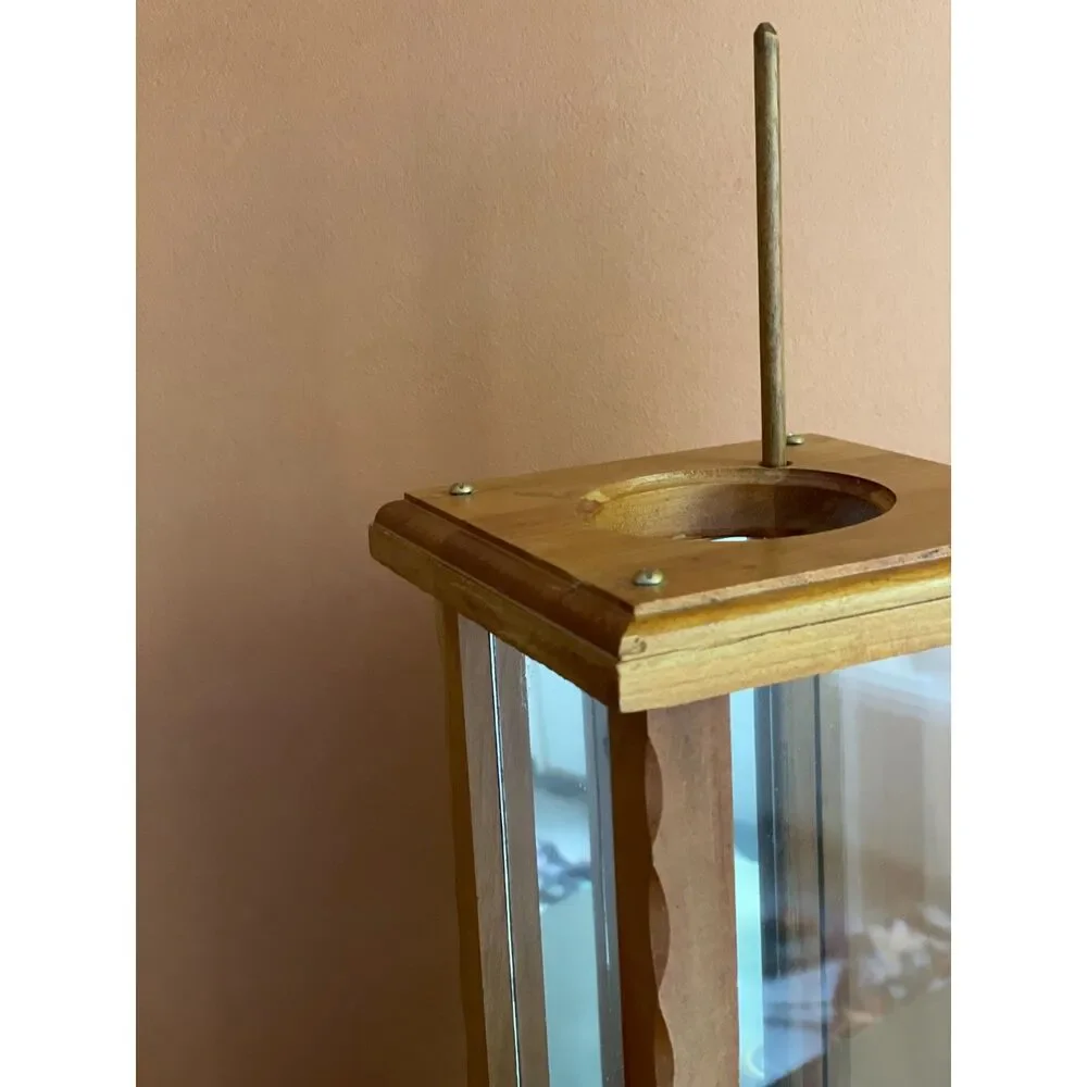 Vintage Mission Lantern Pull-Up Candle Holder – Wood & Glass classic